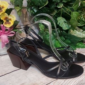 TIBI Wooden Block Heel Ankle Strap Sandal